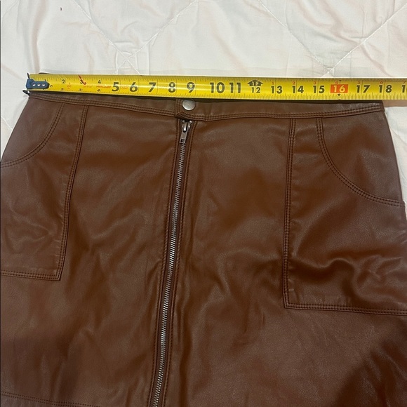 NEW Brown Leather Mini Skirt size XL - Picture 4 of 5